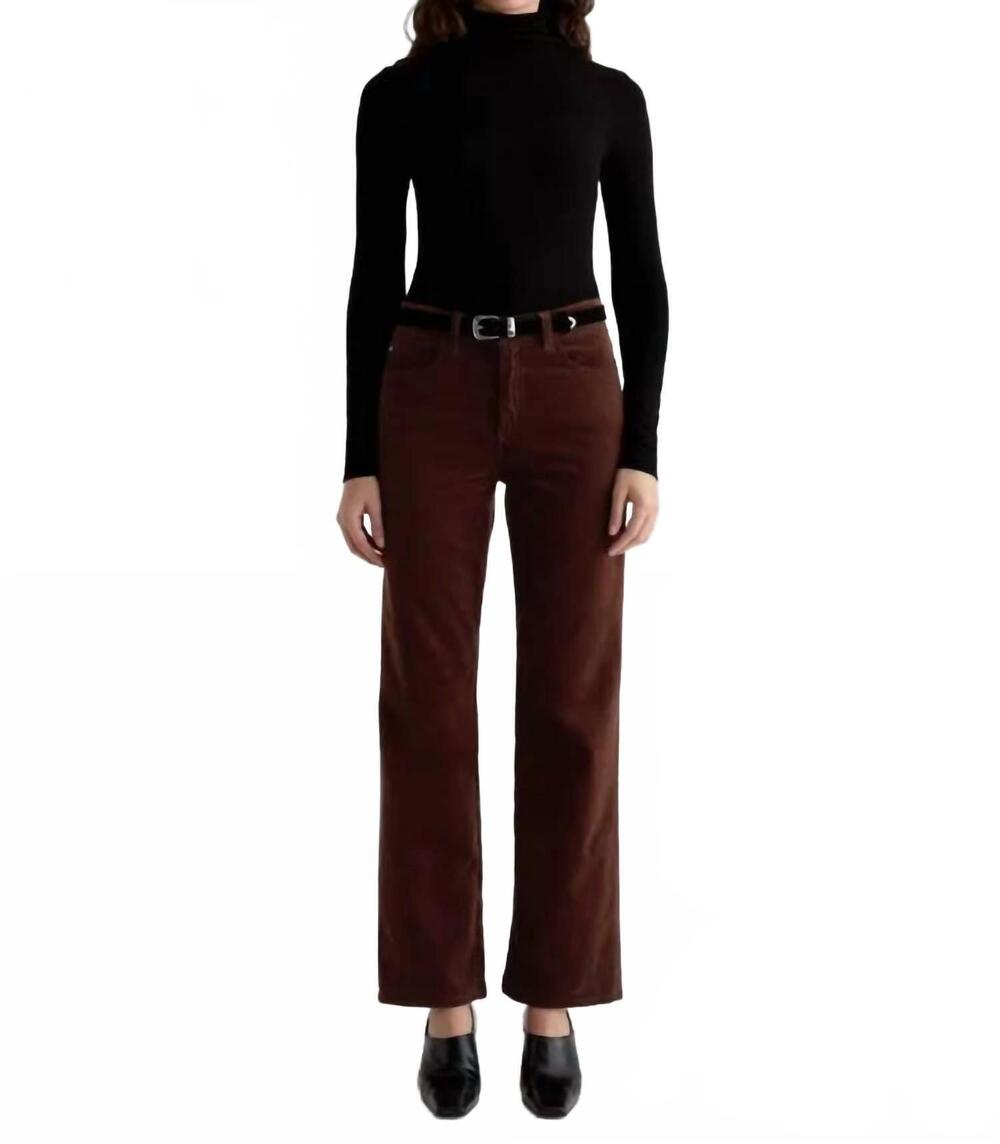NEW AG JEANS brinley corduroy mid-rise straight jeans in coffee bean
